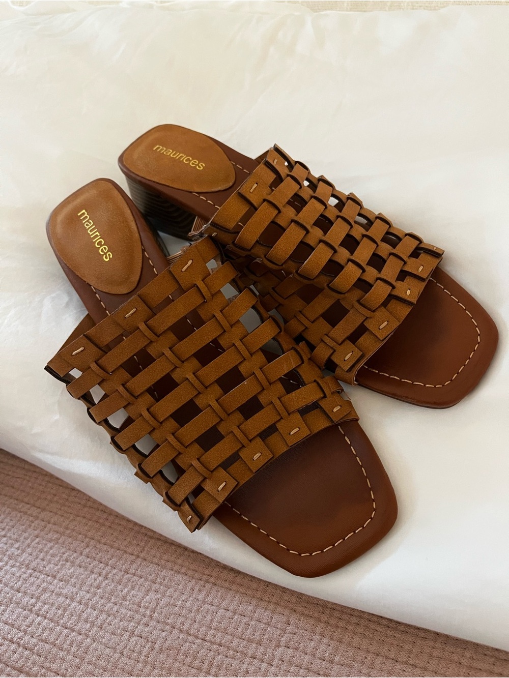 Maurices Tan Woven Slide Mules